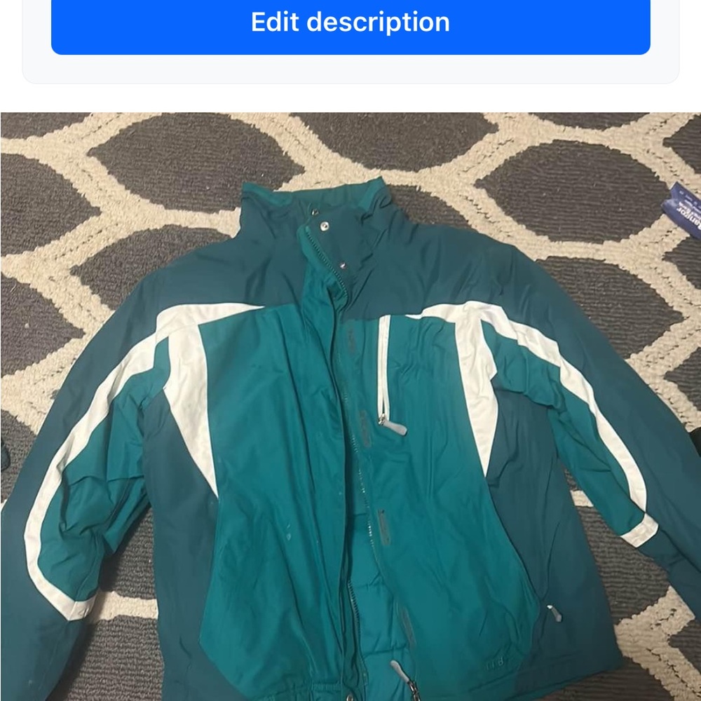 Teal and White Ski Jacket